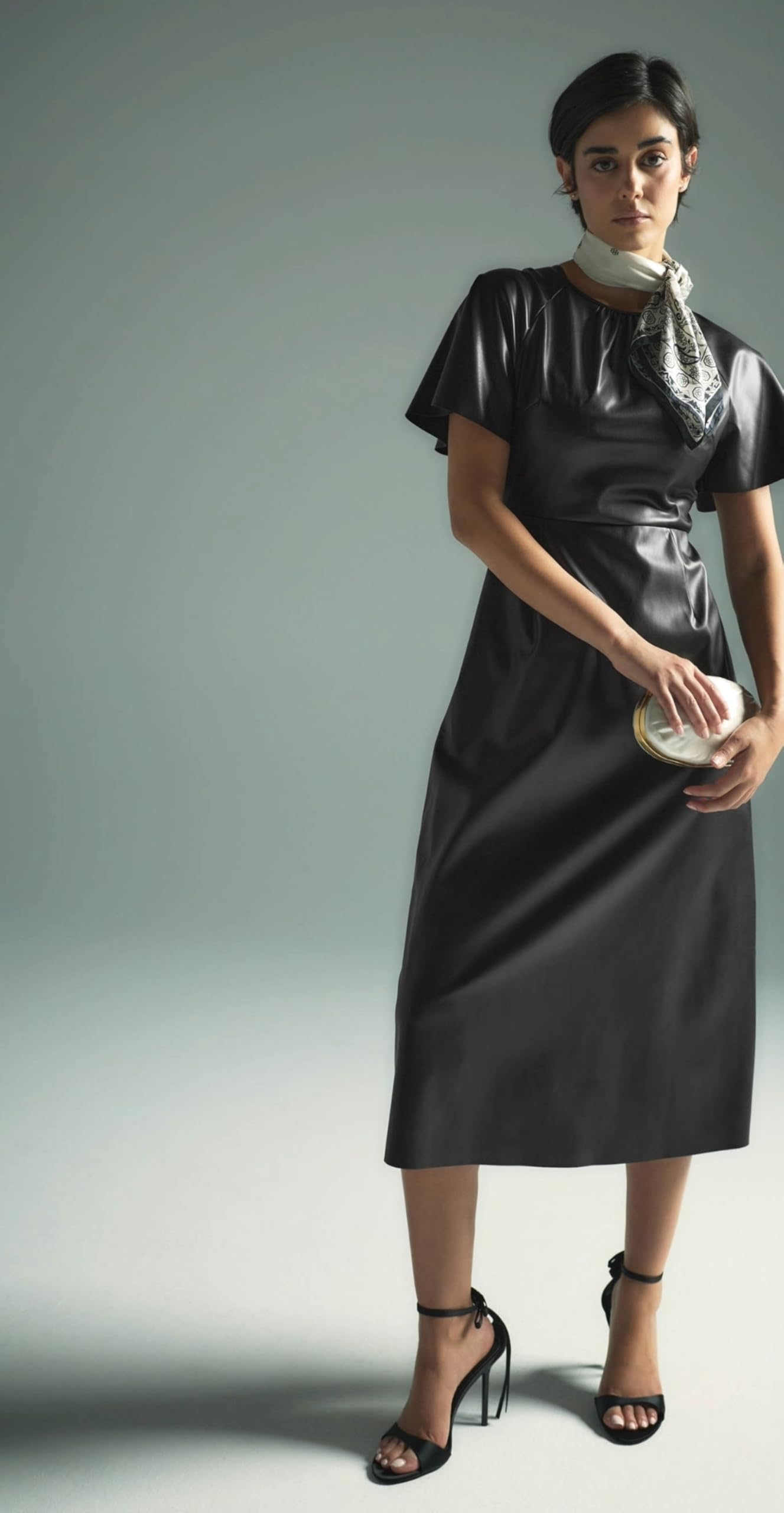 zero Midikleid Lederoptik Gr. 40 Black Beauty Abend