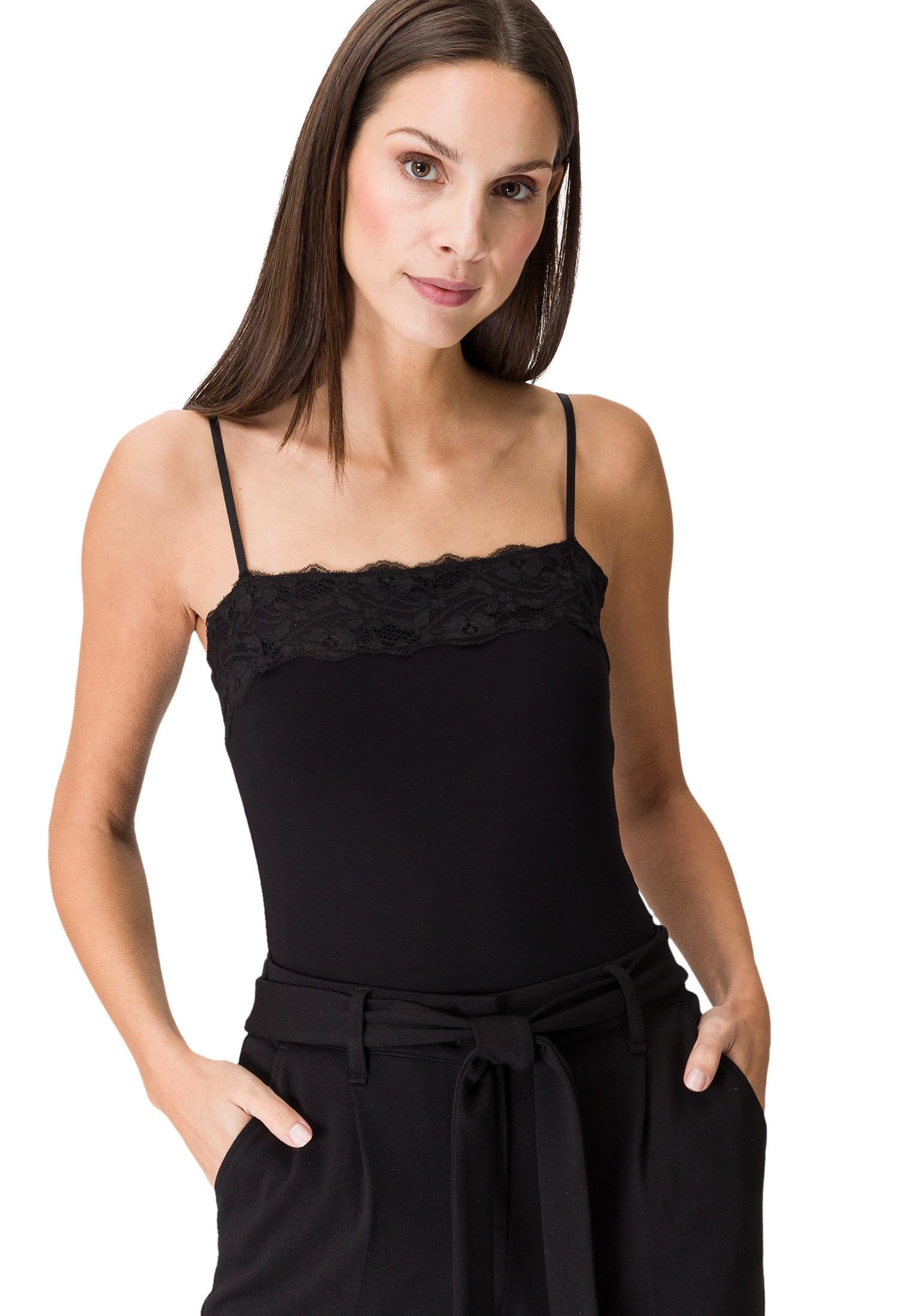 zero Tessa Top Spitzenkante schwarz Gr.38