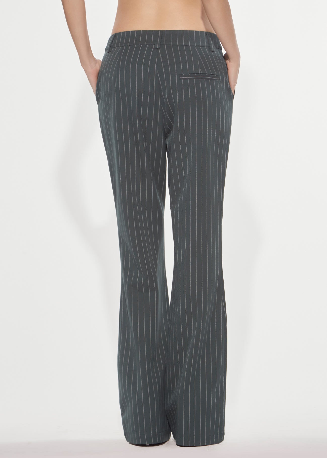 Denny Rose Flare Hose grün lang Nadelstreifen