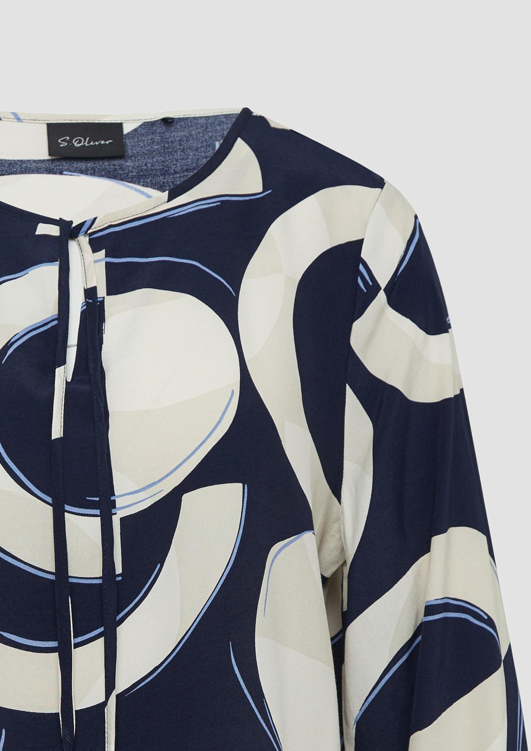 s.Oliver Gemusterte Viskosebluse mit Bindeband Bluse Gr.36 Navy