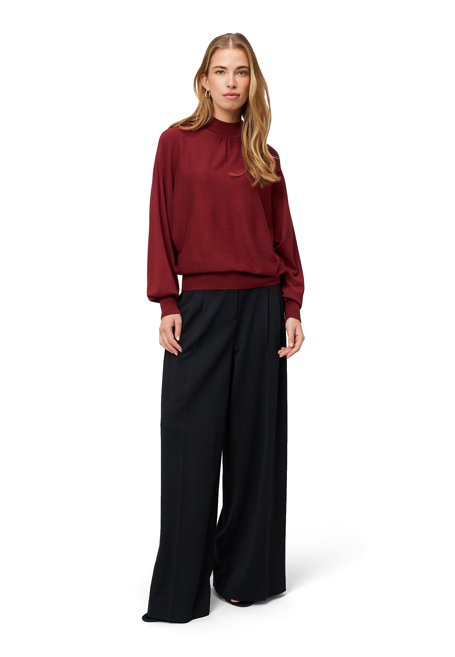 zero Feinstrickpullover Stehkragen Gr.40 Cabernet weich