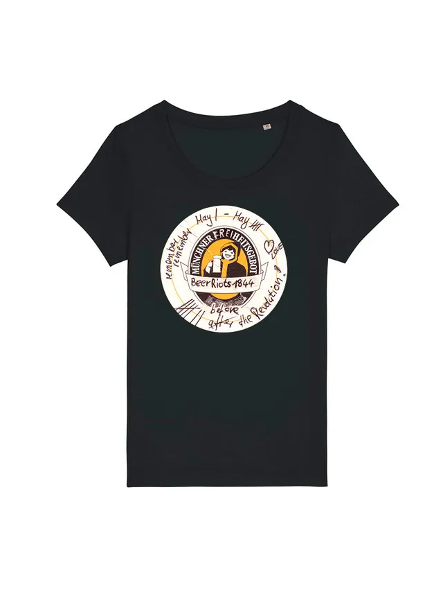 dna merch Munich Beer Riots Damen T-Shirt schwarz aus Baumwolle