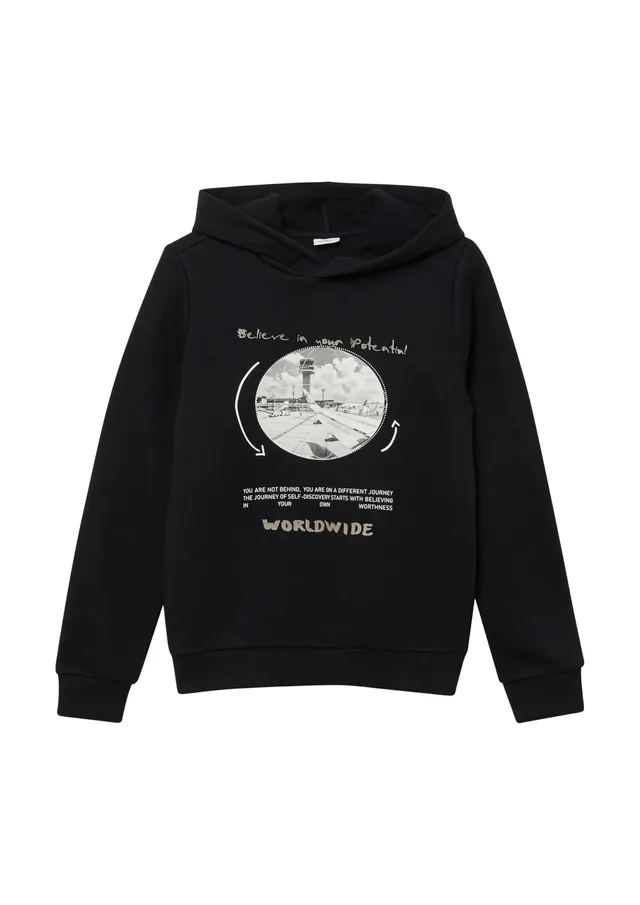 s.Oliver RED LABEL Hoodie Frontprint 170-176 schwarz Kapuze