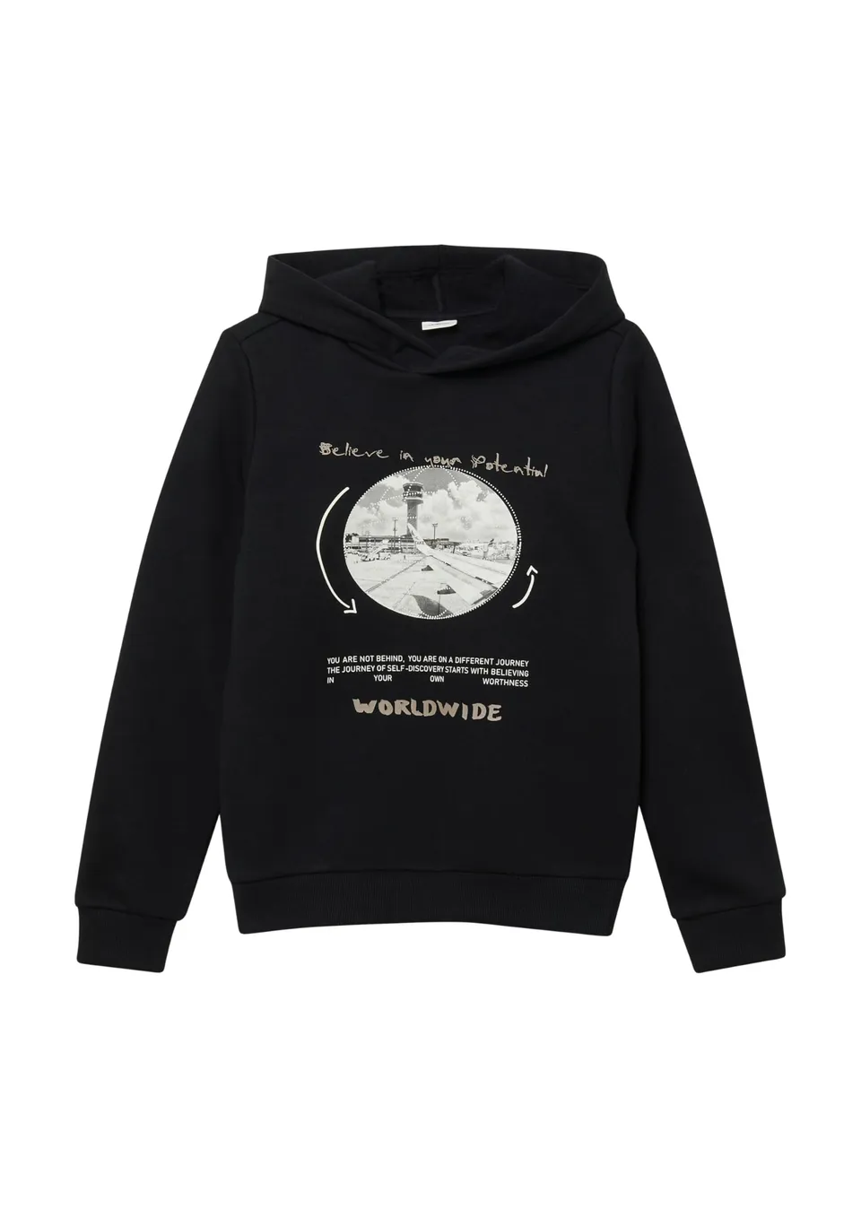 s.Oliver RED LABEL Hoodie Frontprint 170-176 schwarz Kapuze