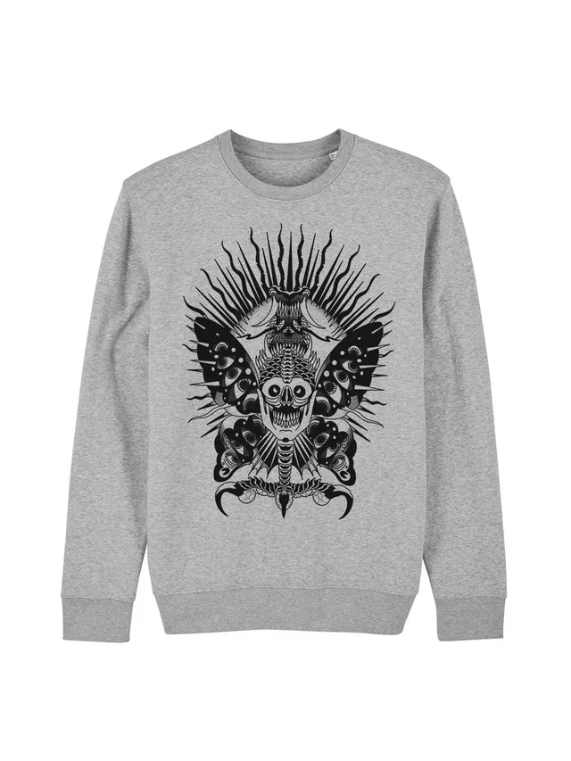dna merch Scary Butterfly Rundhalspullover Burgunderrot Biobaumwolle