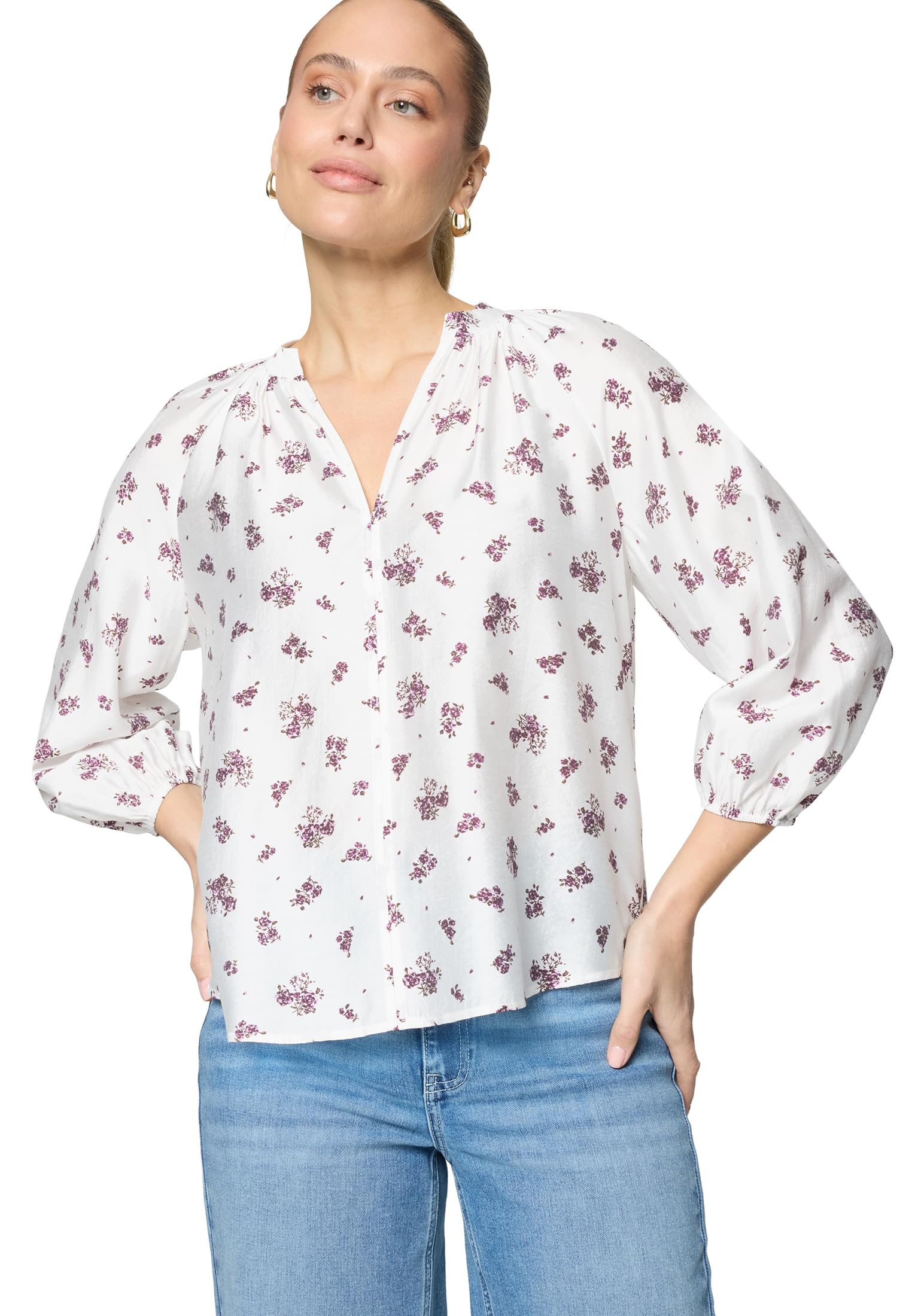 zero Schlupfbluse mit Leoprint und 3/4-Arm beige