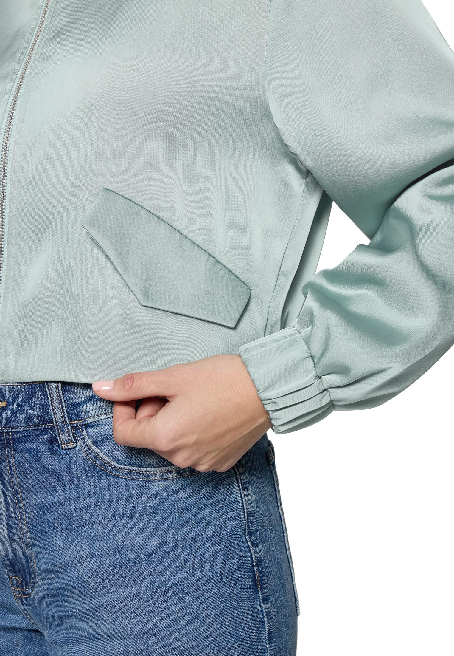 zero Blouson Langarm Jacke 40 Silver Blue leicht