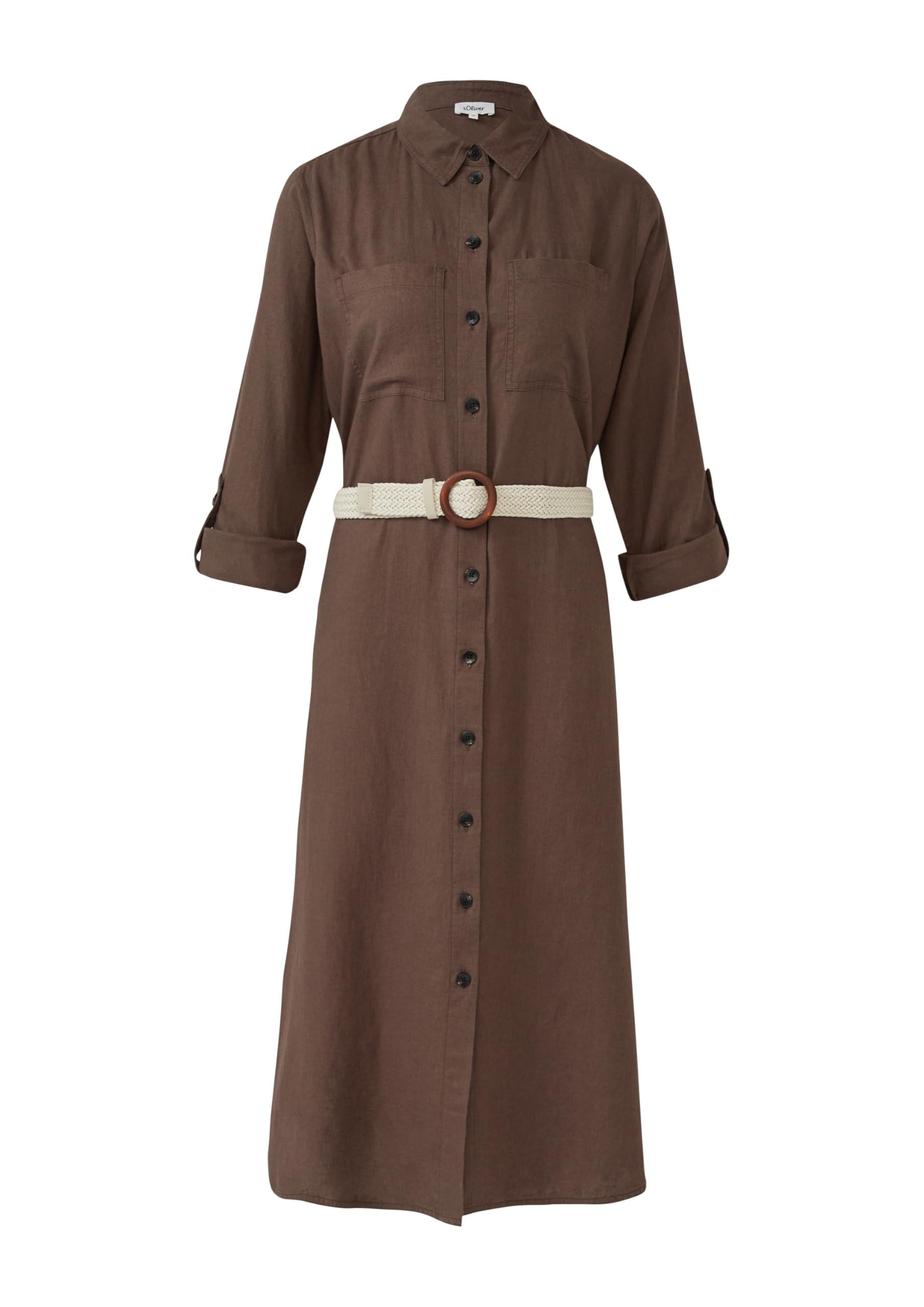 s.Oliver Hemdblusenkleid Relaxed Gürtel natur Kleid