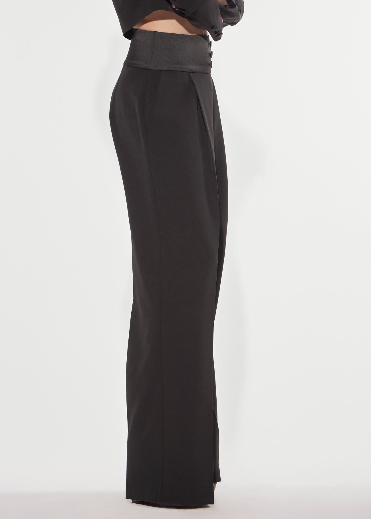 Denny Rose Palazzo Hose Schwarz Satinbund