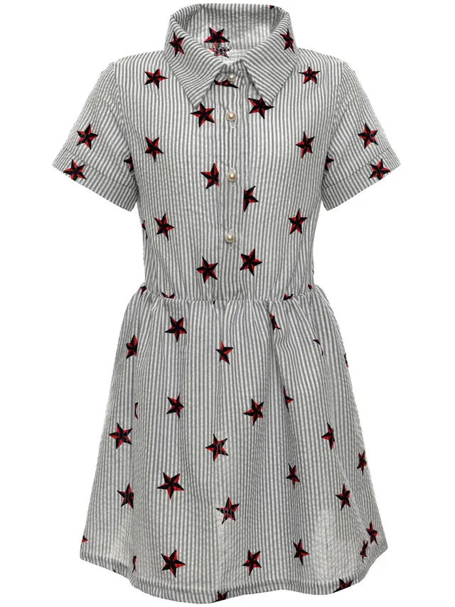 BEZLIT Mädchen Blusenkleid Sternenmuster Gr.122 Kurzarm