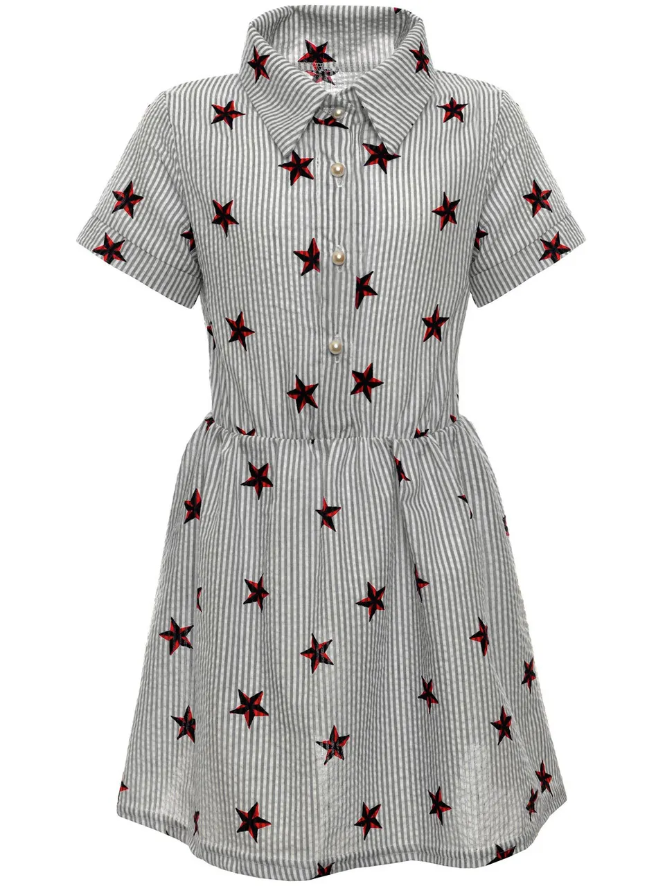 BEZLIT Mädchen Blusenkleid Sternenmuster Gr.122 Kurzarm