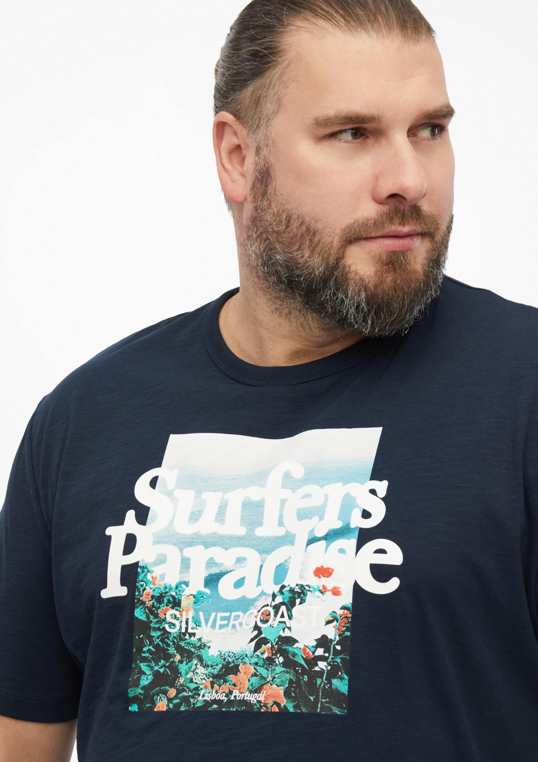 s.Oliver Flammgarn-T-Shirt Artwork 5XL Weiß