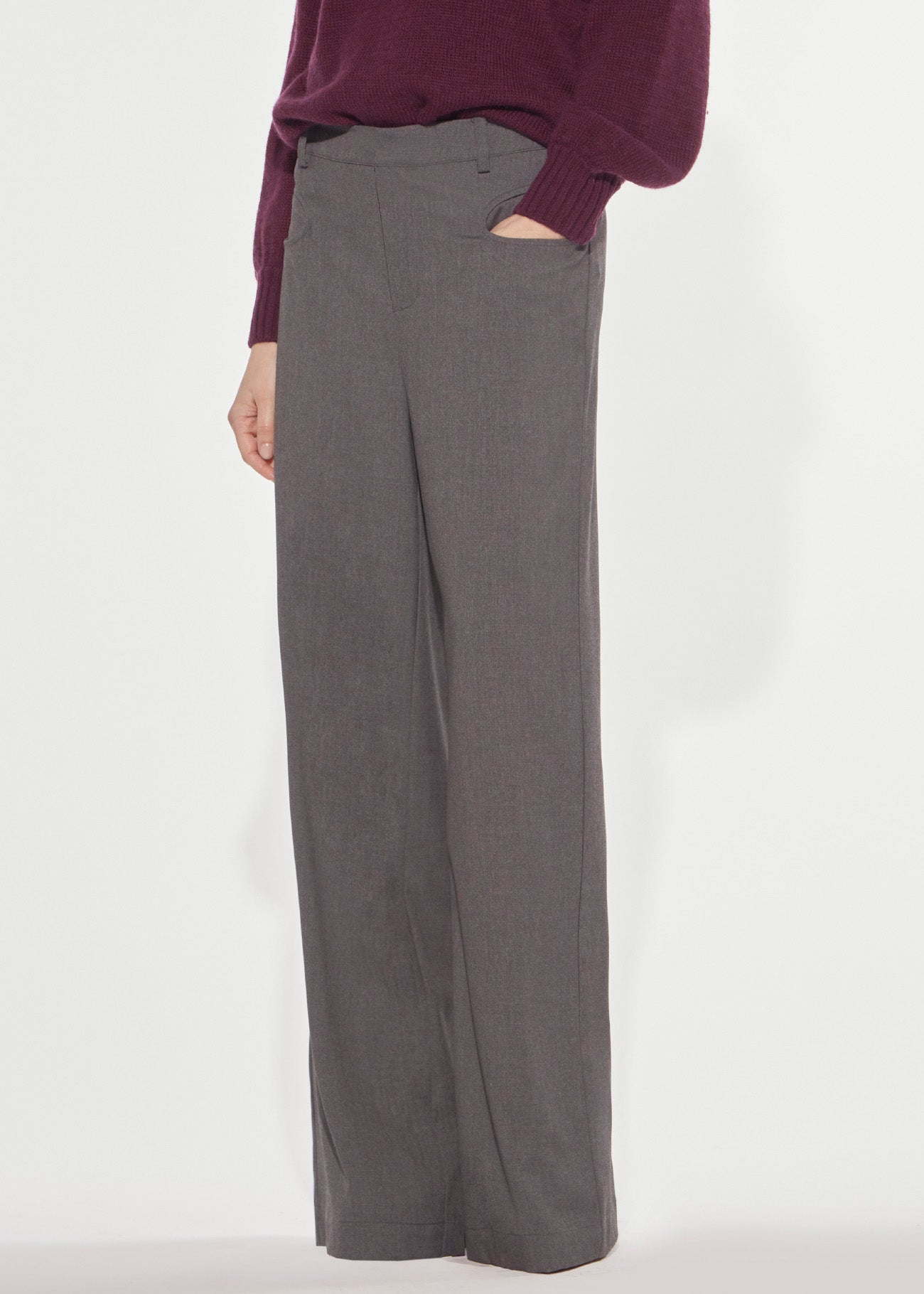 Denny Rose Over Hose lang grau Stretch weit