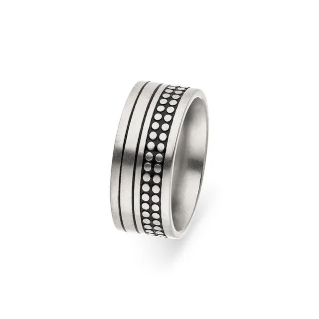 s.Oliver RED LABEL Herrenring silber Gr.62 matt Edelstahl