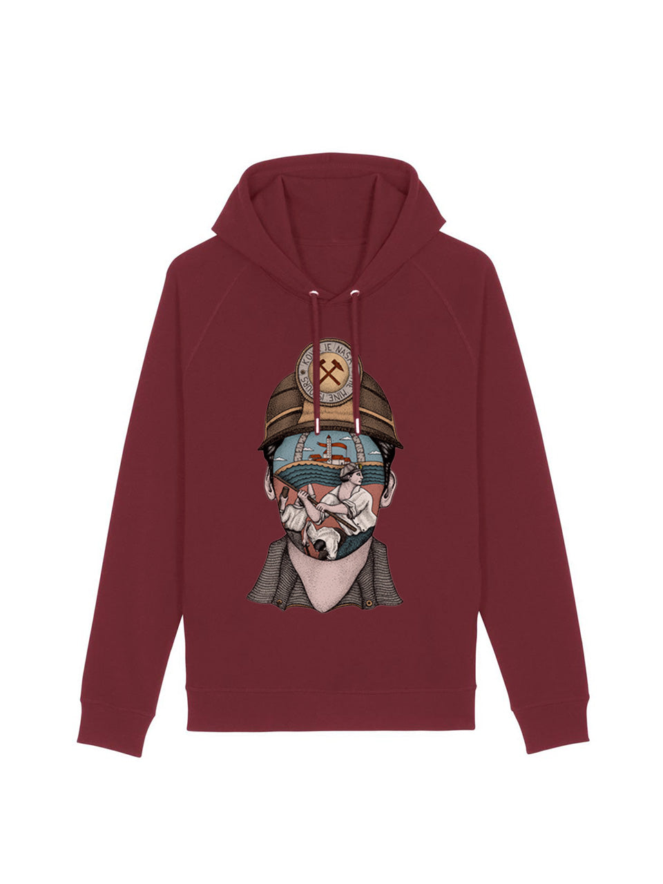 dna merch Die Mine gehört uns Kapuzenpullover burgunderrot