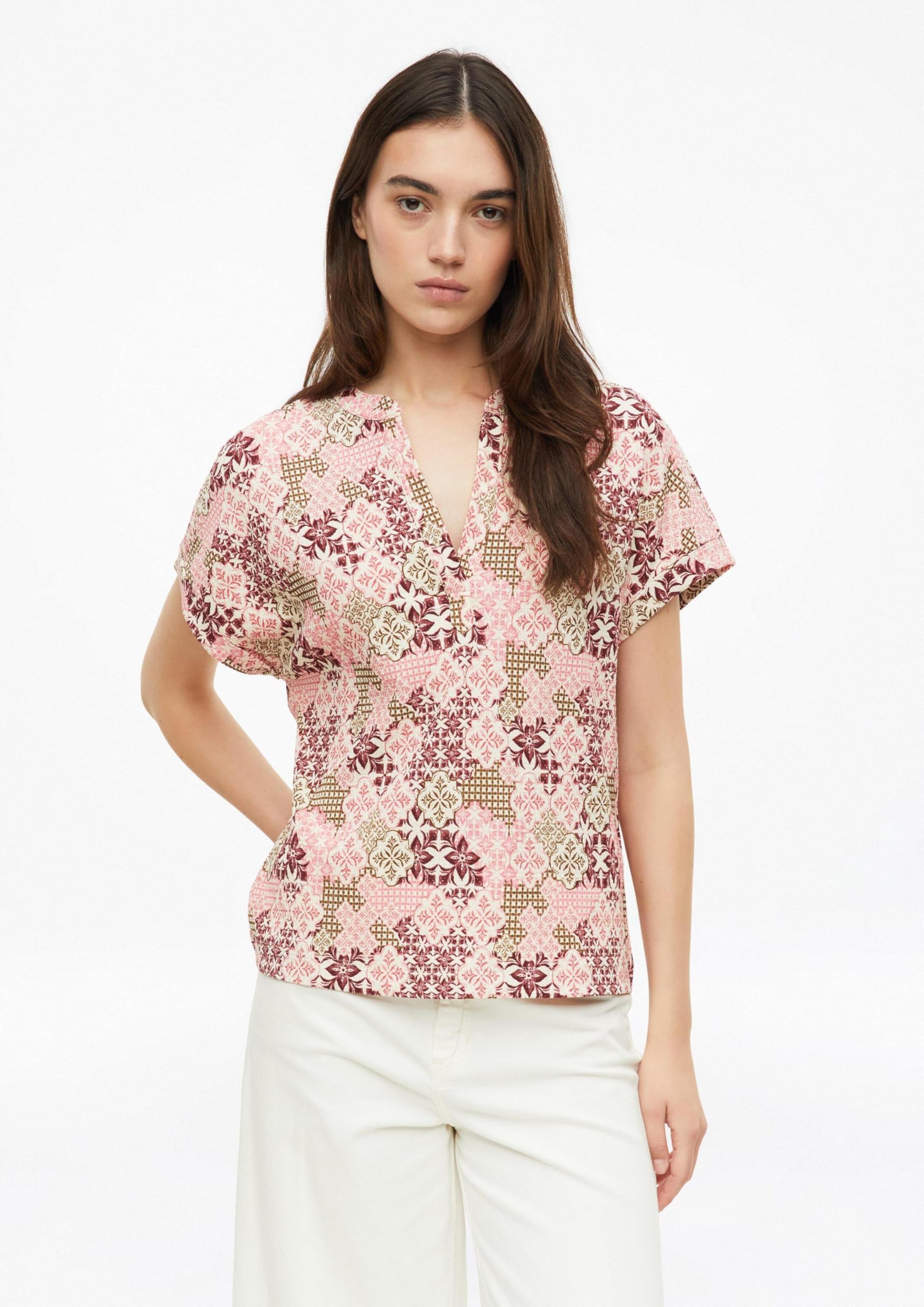 s.Oliver Red Label T-Shirt Relaxed V-Ausschnitt bordeaux