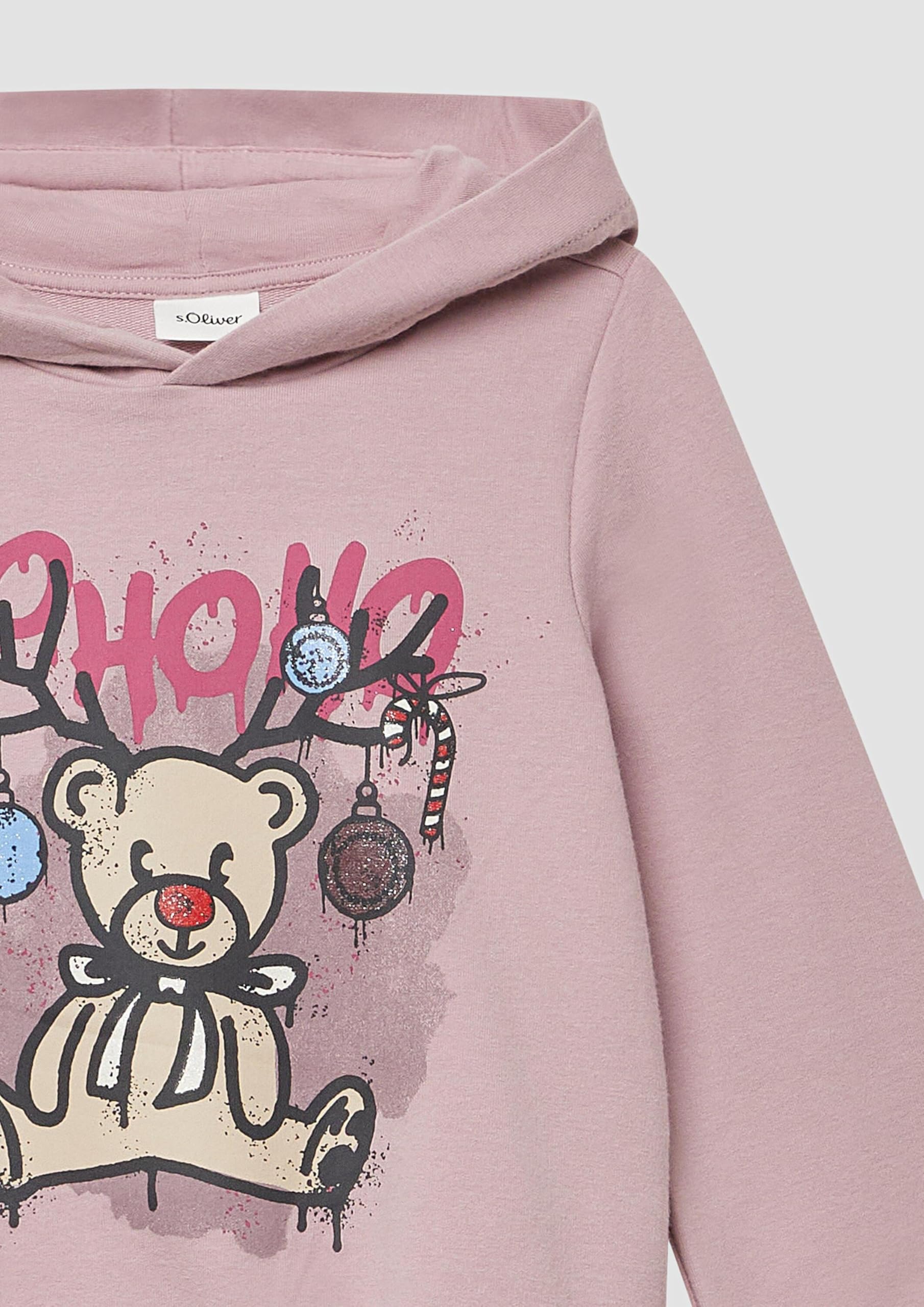 s.Oliver Junior Hoodie Weihnachtsprint rosa Mädchen festlich