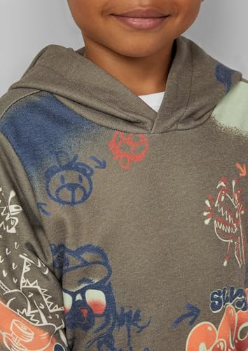 s.Oliver RED LABEL Hoodie Graffiti-Print braun creme weich