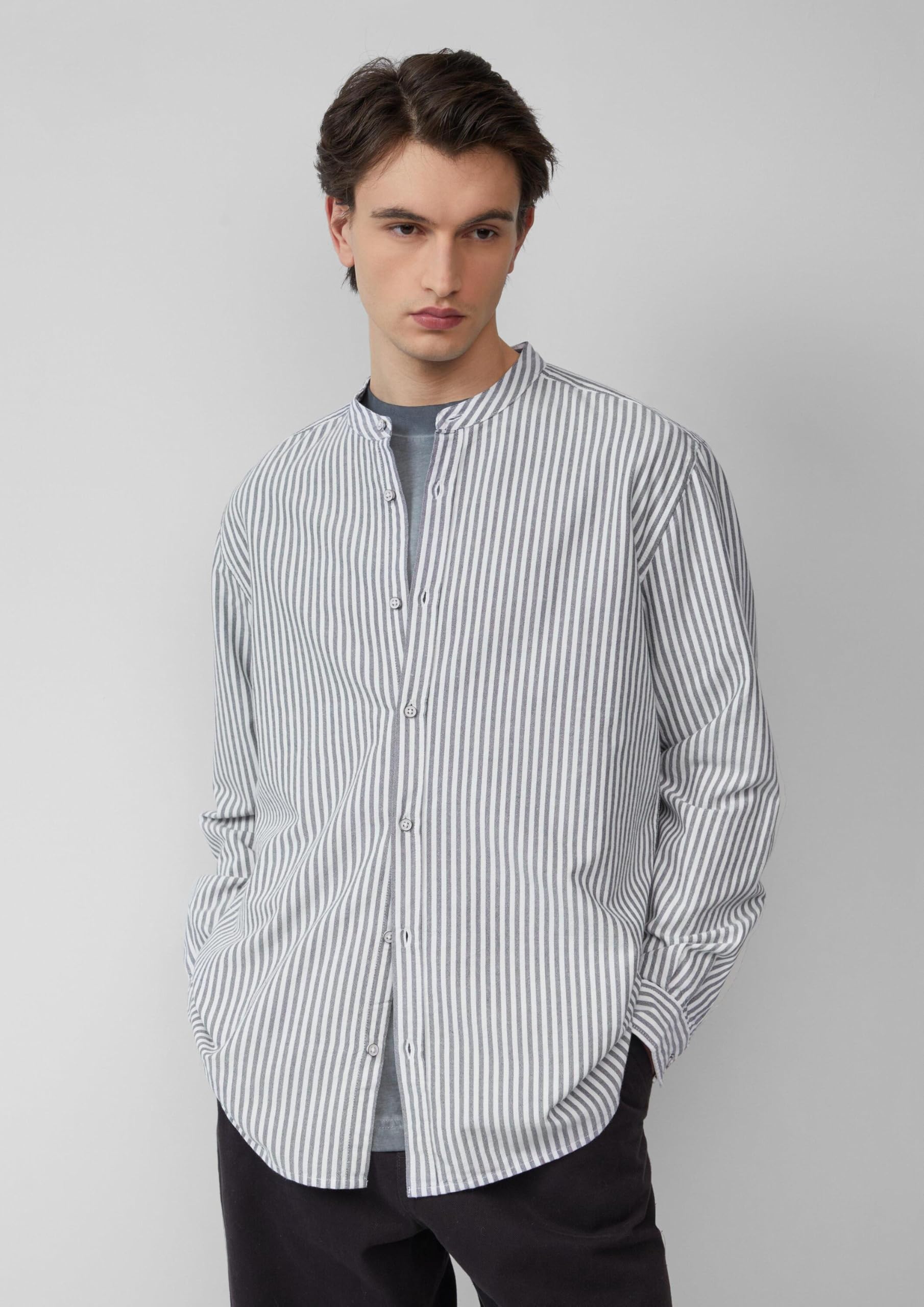 s.Oliver QS Stehkragenhemd Herren Oxford gestreift