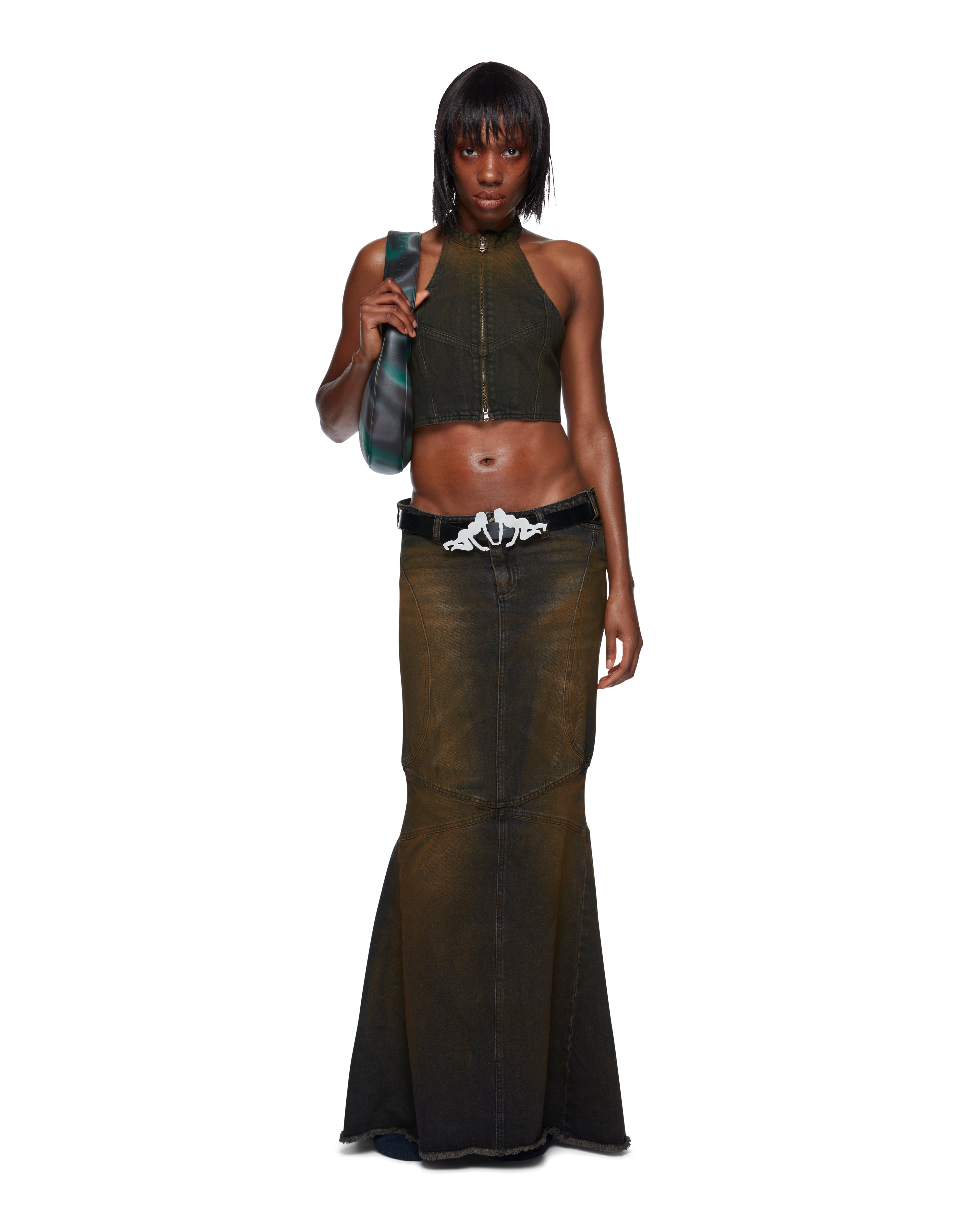 Mowalola Mermaid Denim Skirt Jeansrock lang