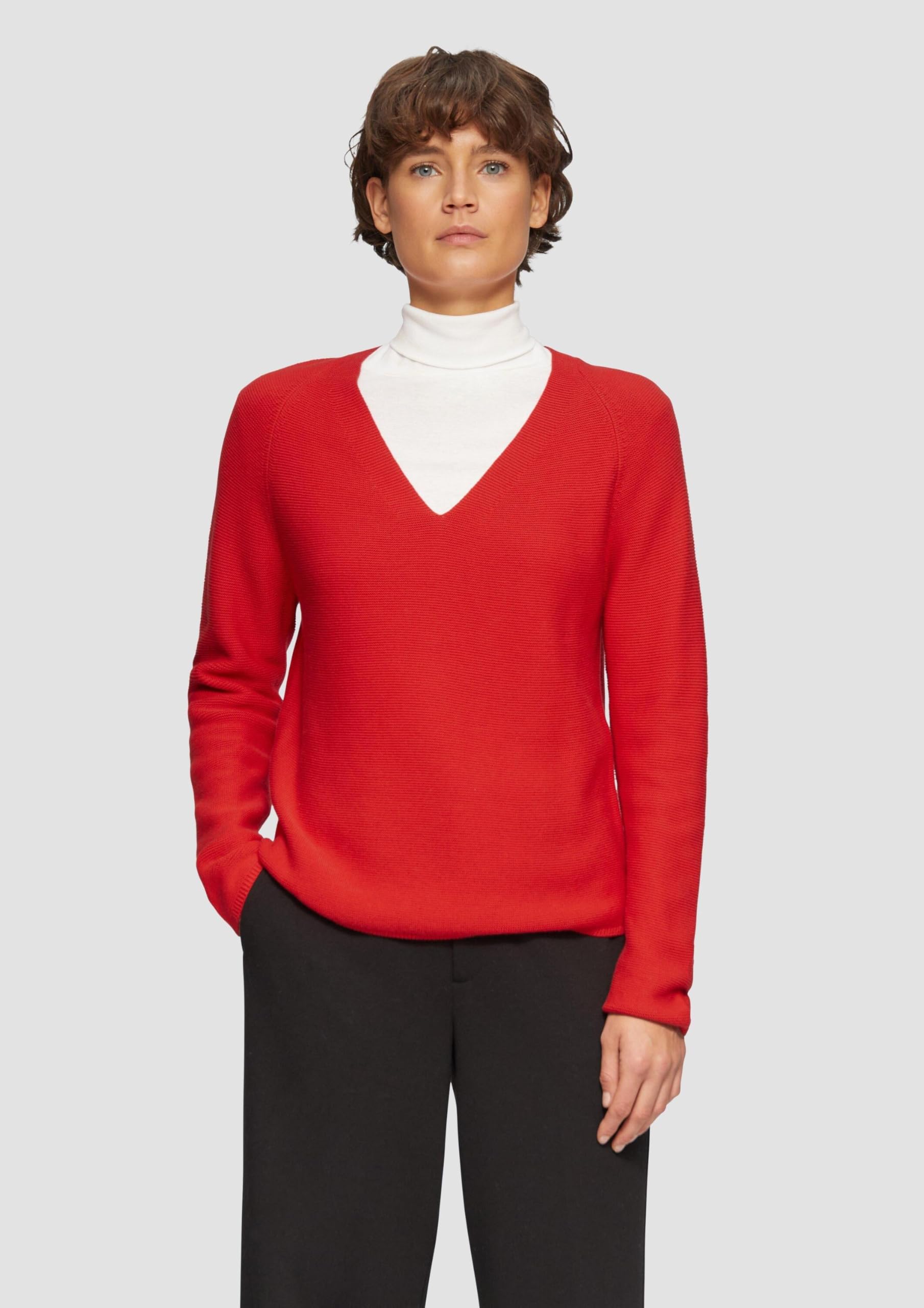 s.Oliver Junior Strickpullover gerippt V-Ausschnitt