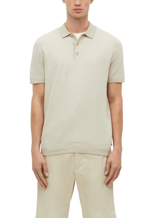 s.Oliver Red Label Strickpolo Damen Baumwolle Beige Zweifarbig