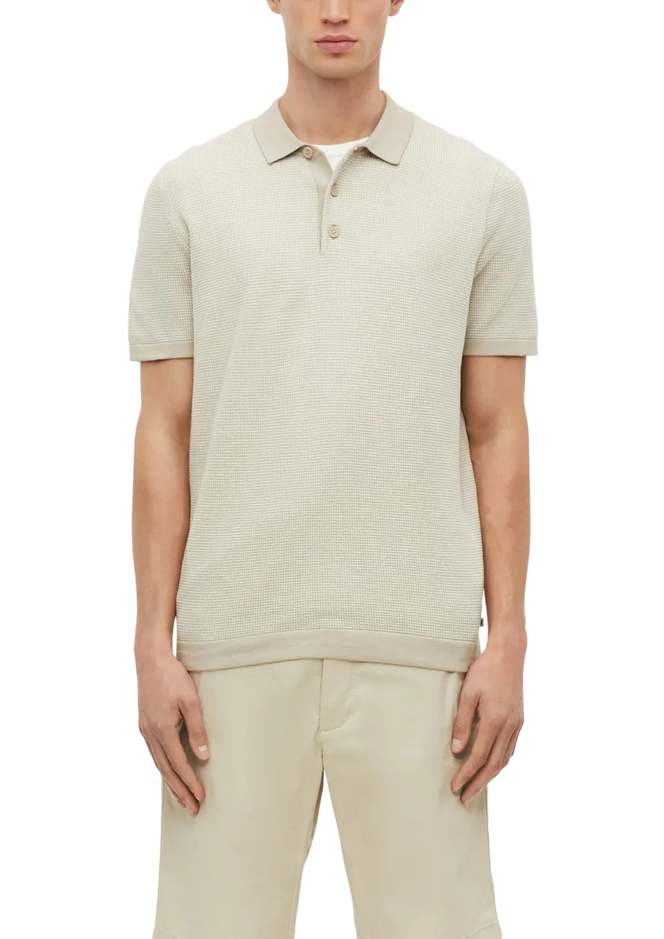 s.Oliver Red Label Strickpolo Damen Baumwolle Beige Zweifarbig