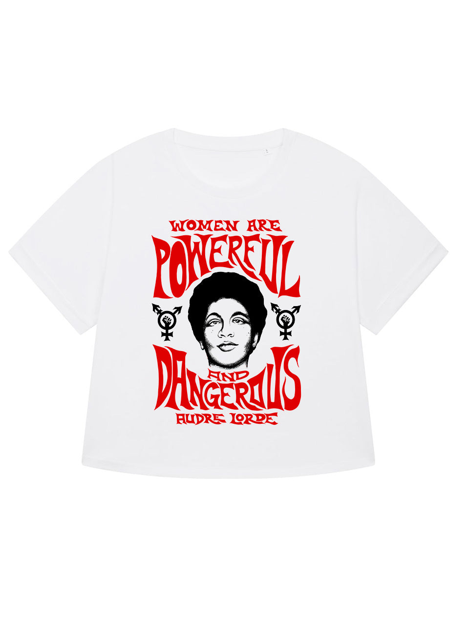 dna merch Roundback Oversized Powerful And Dangerous T-Shirt Weiß