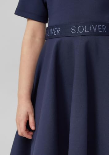 s.Oliver RED LABEL Interlock-Kleid Logo-Glitzertape blau 92