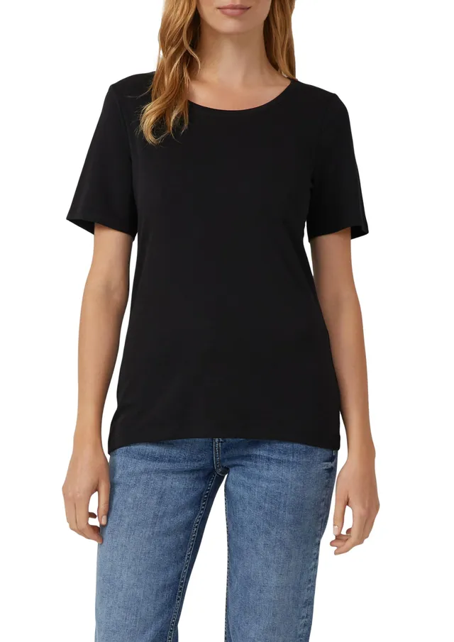 s.Oliver T-Shirt 2er-Pack Interlock weiß-schwarz Gr.40