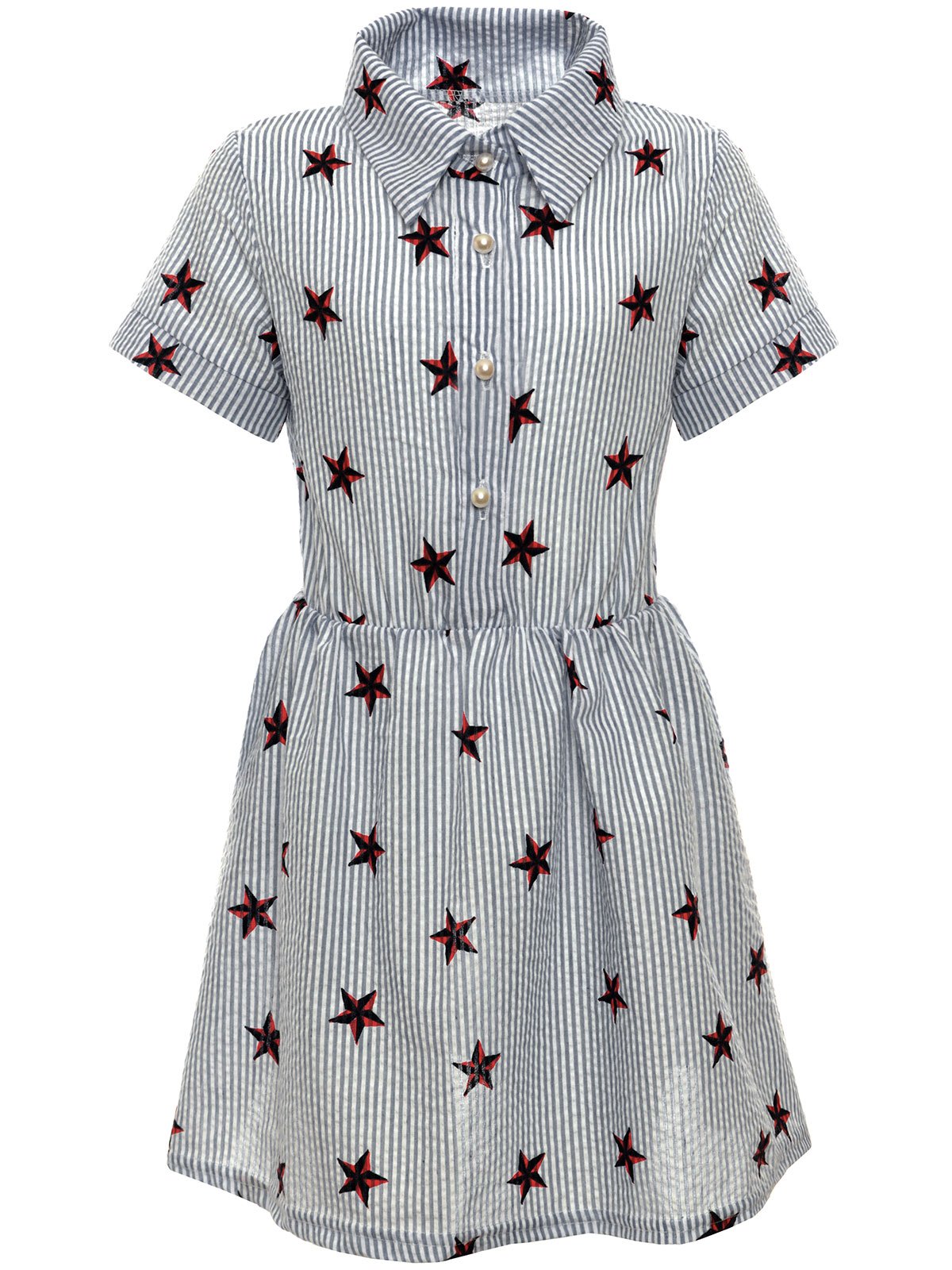 BEZLIT Mädchen Blusenkleid Sternenmuster Gr.122 Kurzarm