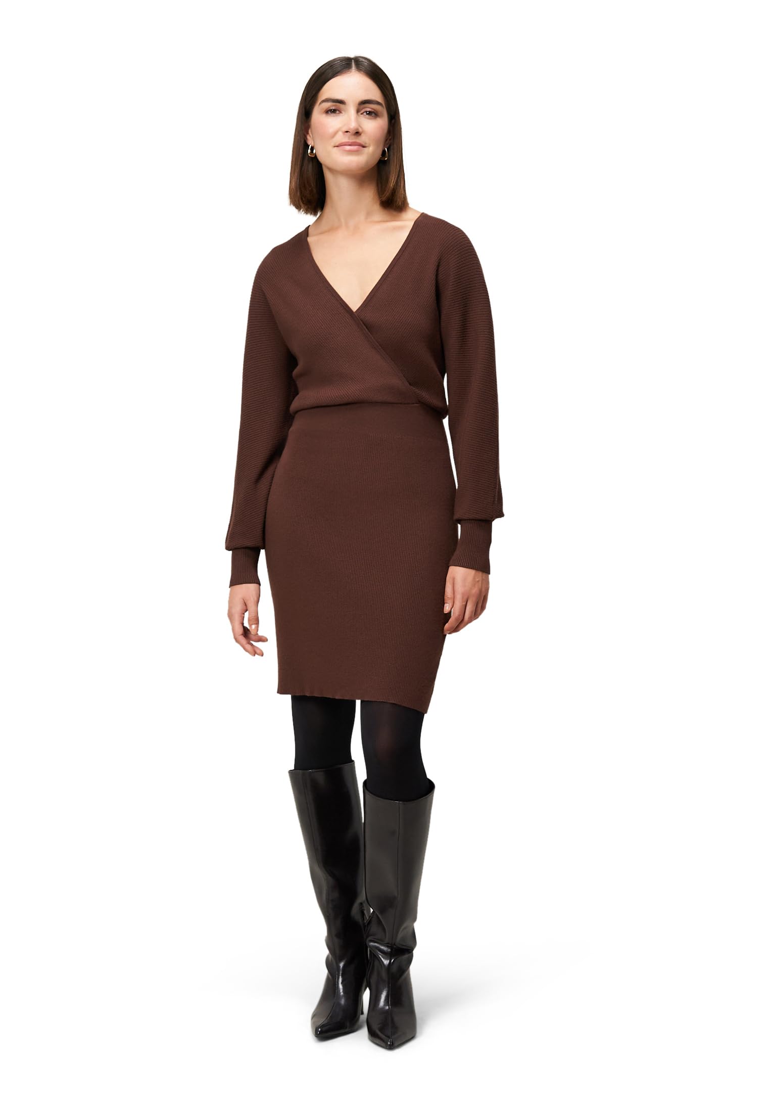 zero Strickkleid Wickeloptik Gr. 40 Chicory Coffee
