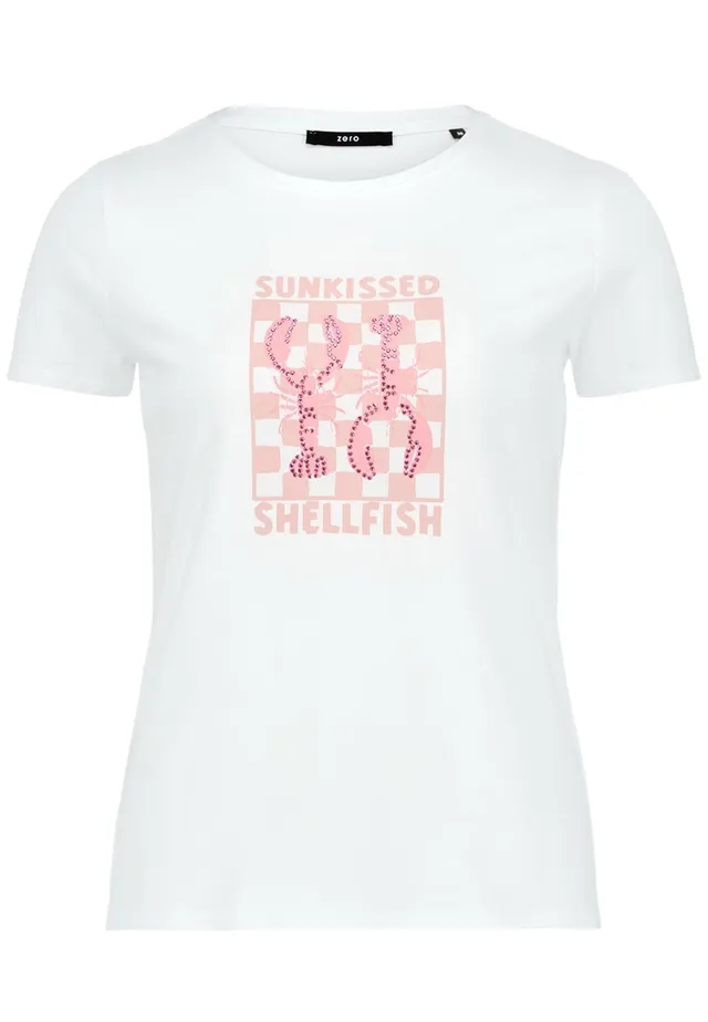 zero Printshirt mit Aufdruck T-Shirt 38 Patch White Rosé bedruckt