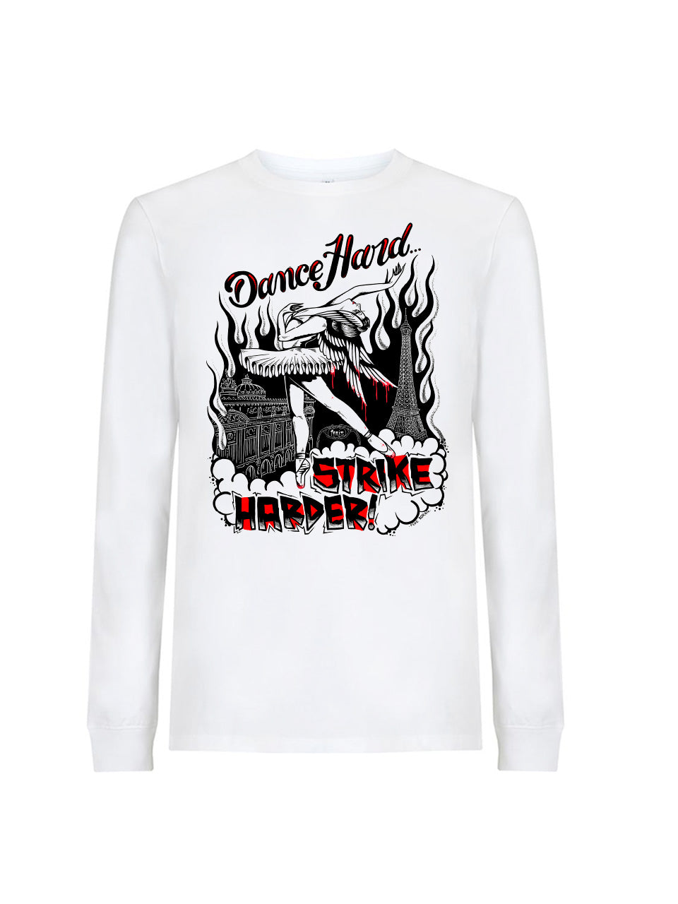 dna merch Pariser Ballerina-Streik Langarmshirt Schwarz Print