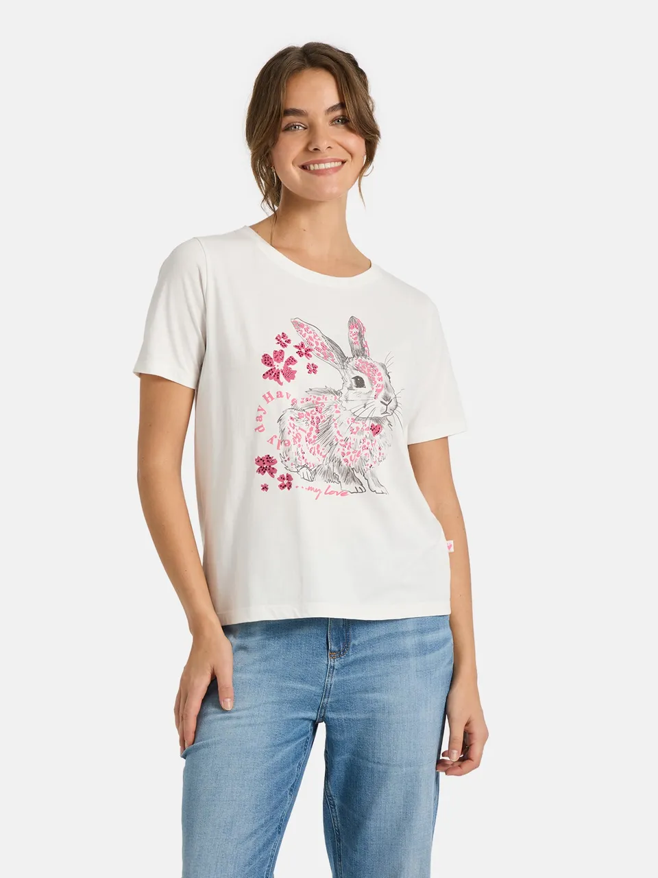 Lieblingsstück CaraL Print T-Shirt aus Baumwolle offwhite