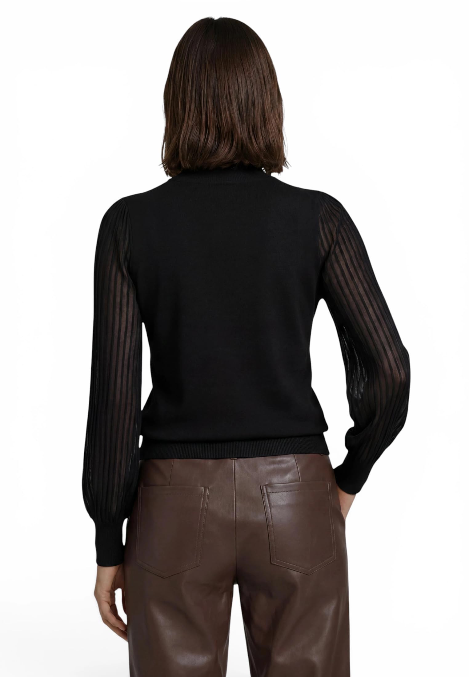 zero Feinstrickpullover Spitzenärmel 36 Black Beauty figurbetont