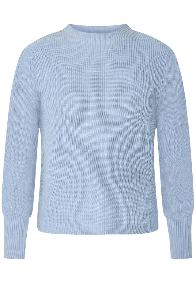 zero Strickpullover Ballonärmel Pullover 40 Soft Chambray warm