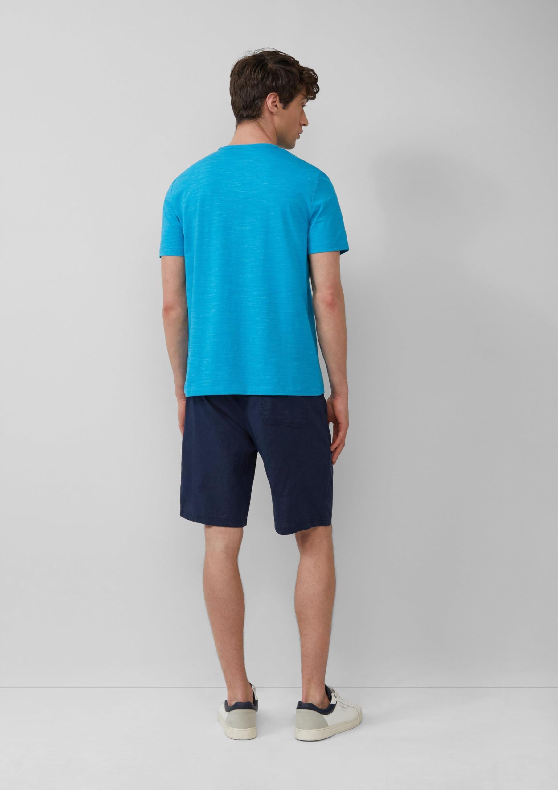 s.Oliver RED LABEL T-Shirt Logo-Schriftzug tiefblau meliert