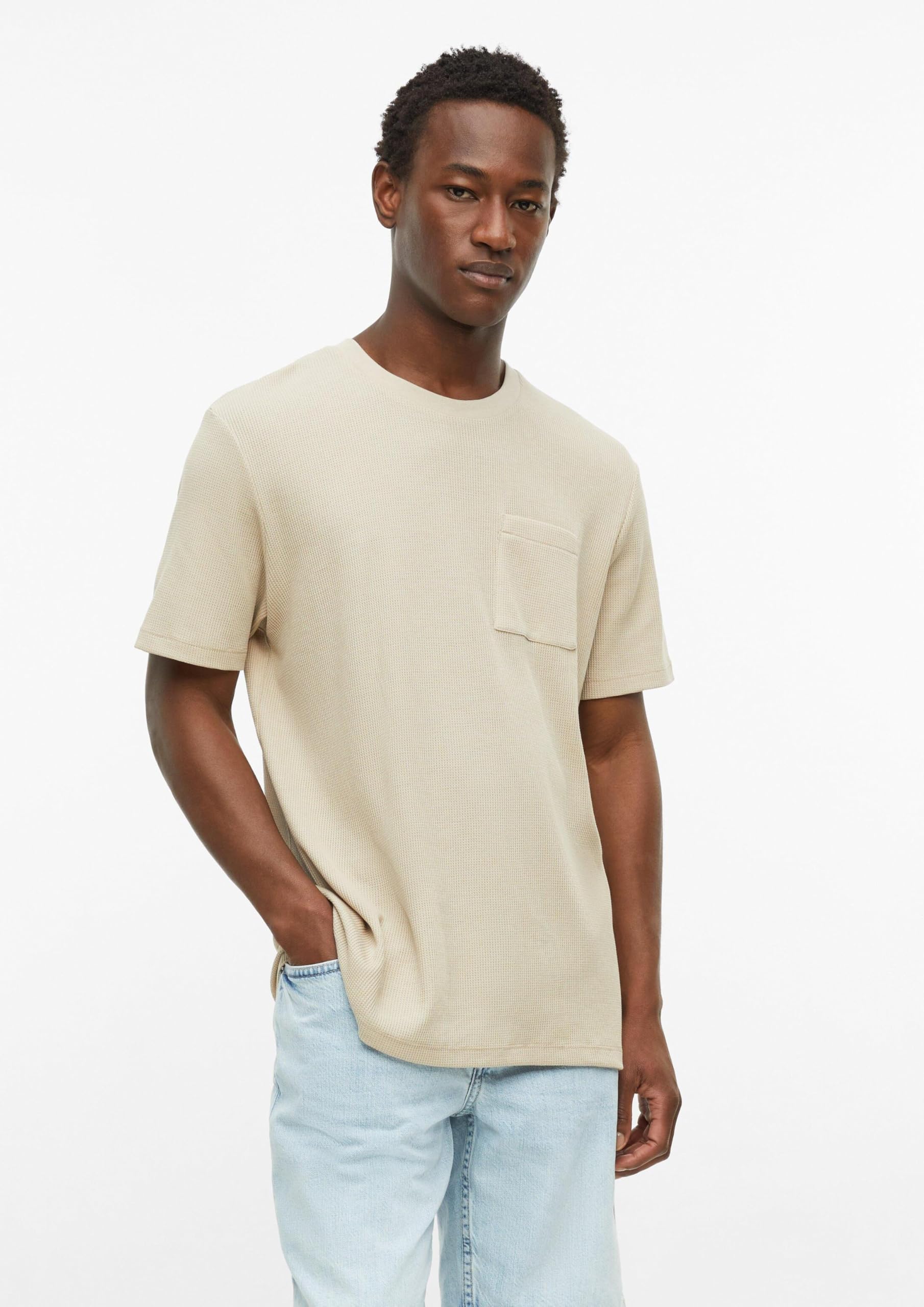 s.Oliver Junior Waffelpiqué T-Shirt beige Brusttasche