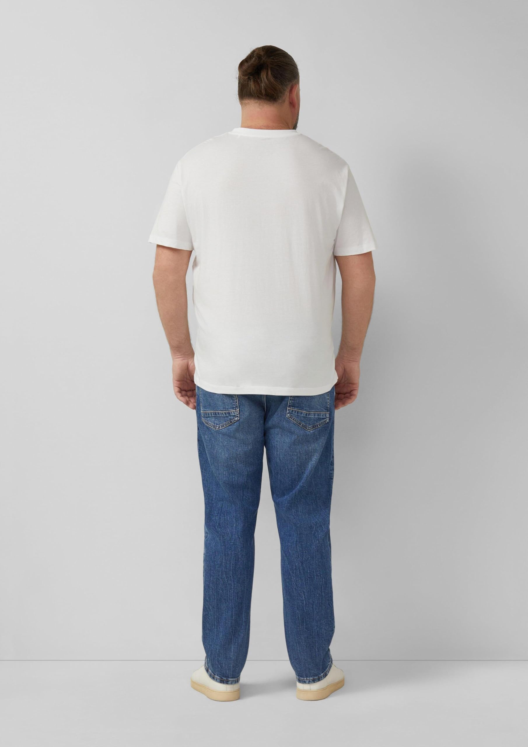 s.Oliver T-Shirt V-Neck Logo-Print weiß 5XL Baumwolle