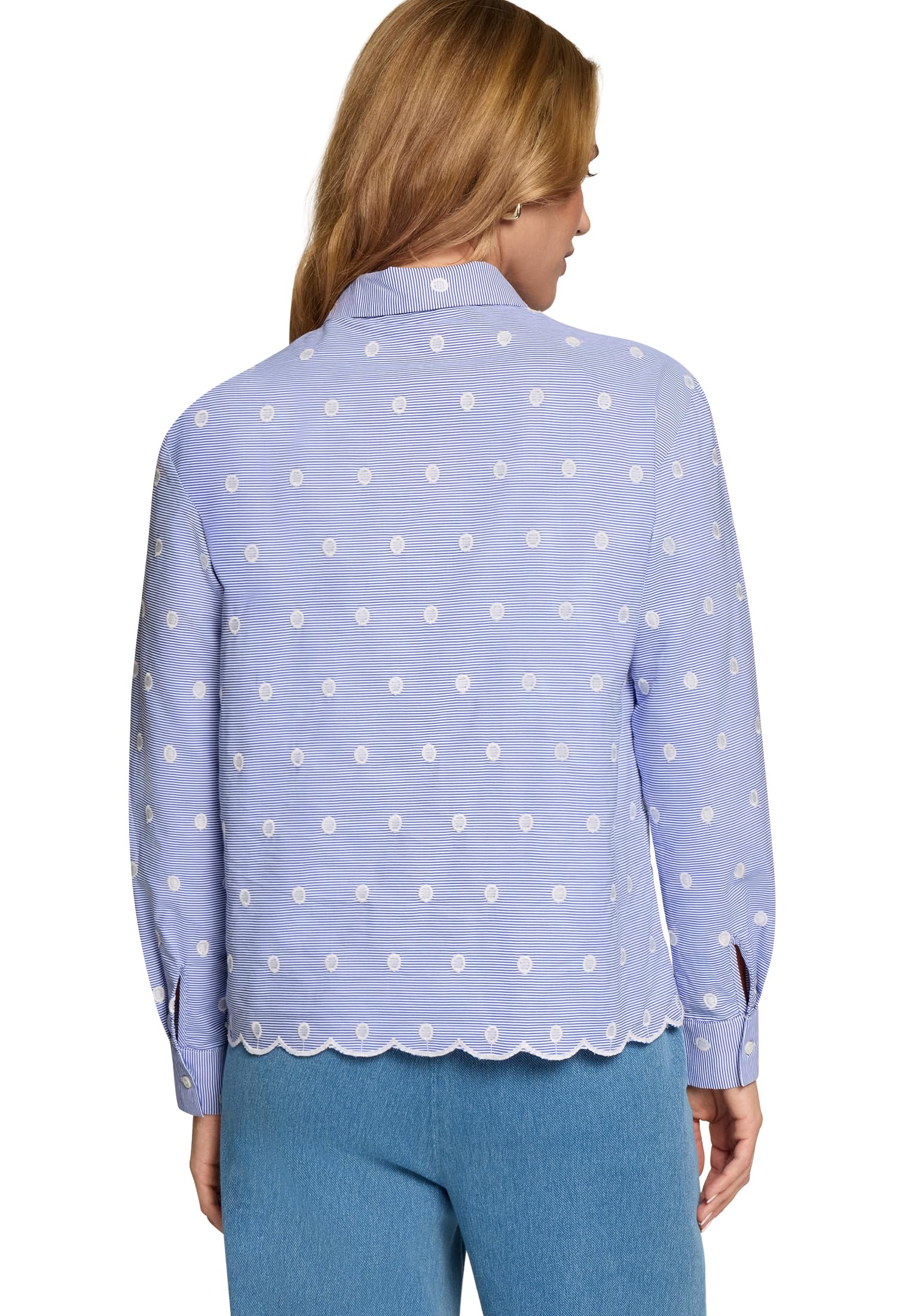 zero Bluse Streifen Stickerei Damenbluse 40 BlueWhite klassisch