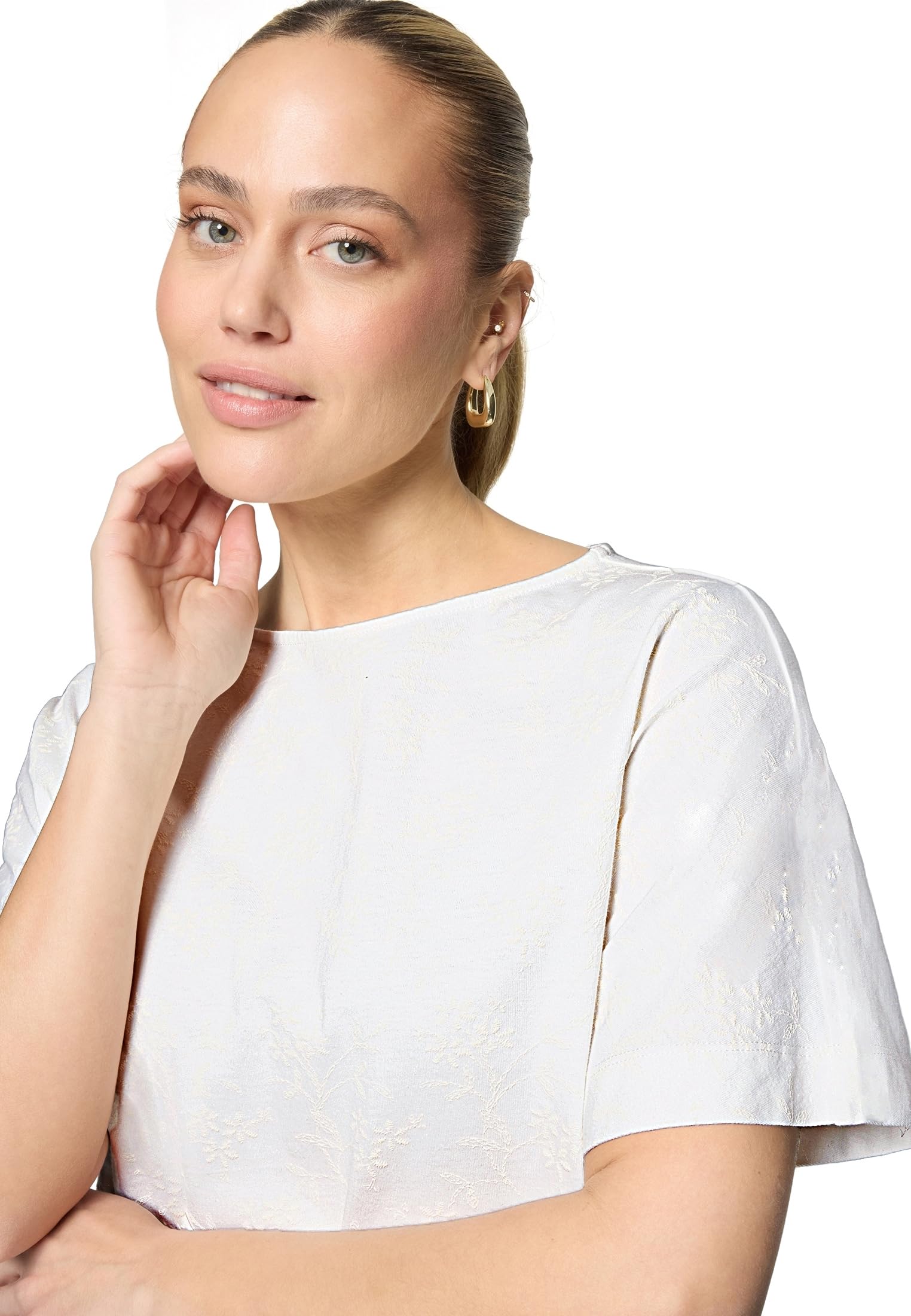 zero Baumwoll-T-Shirt Stickerei Cream Gr. 38