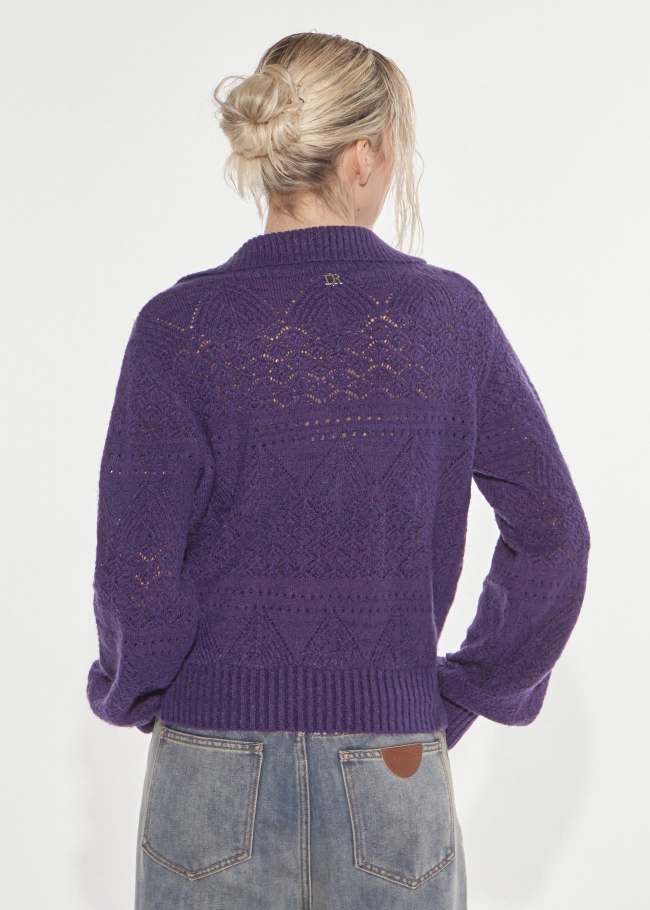 Denny Rose Punto Pizzo Polokragen Pullover Lila