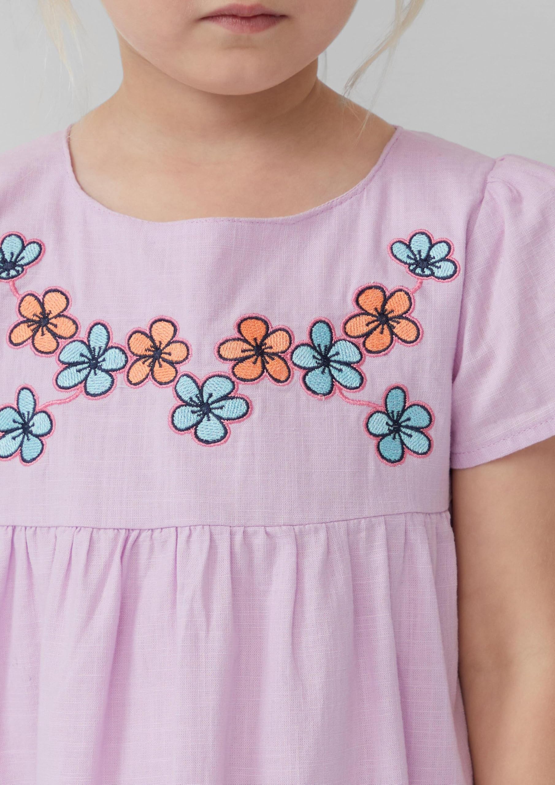 s.Oliver A-Shape Baumwollkleid 140 Rundhals Stickerei