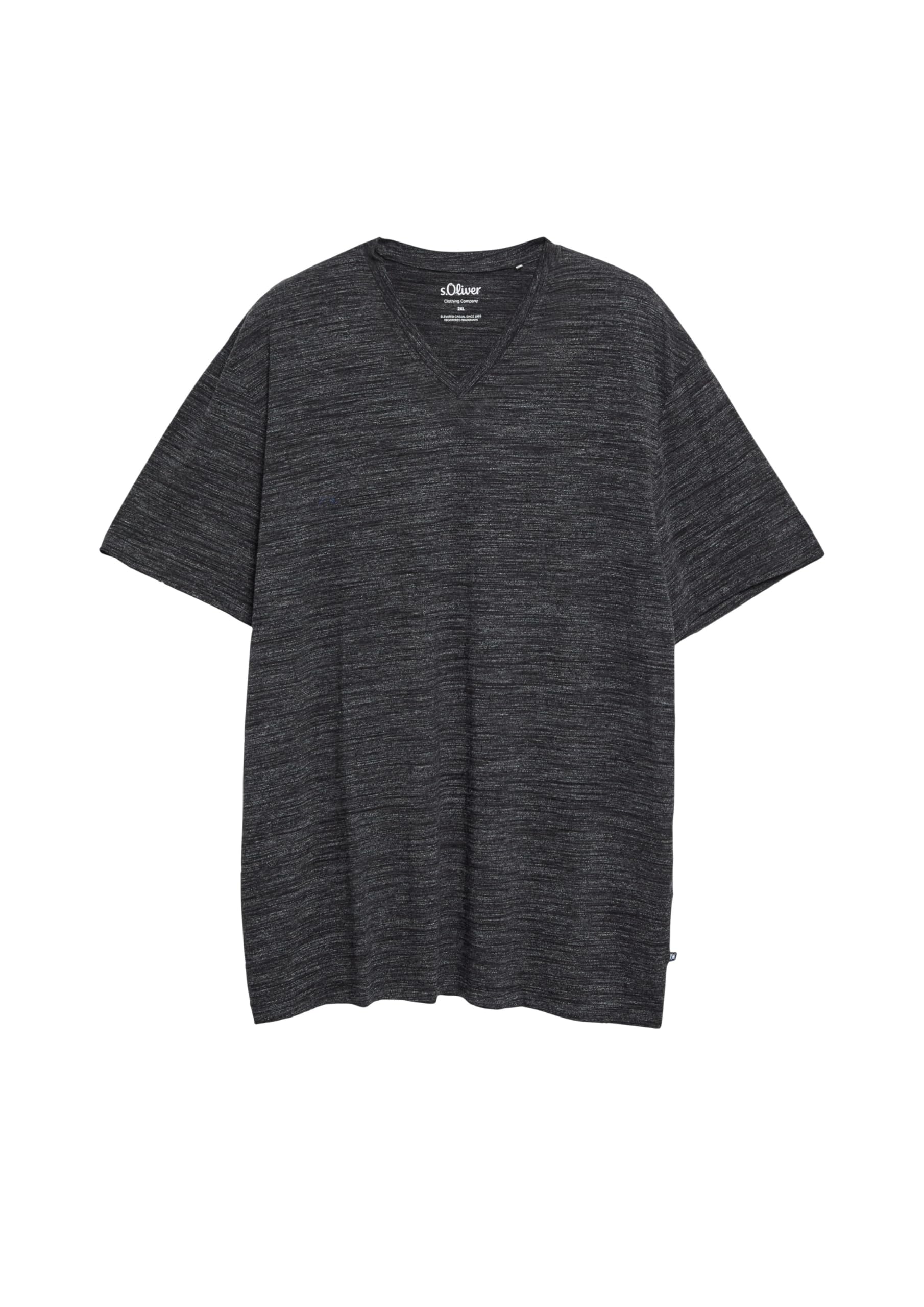 s.Oliver V-Ausschnitt T-Shirt meliert schwarz