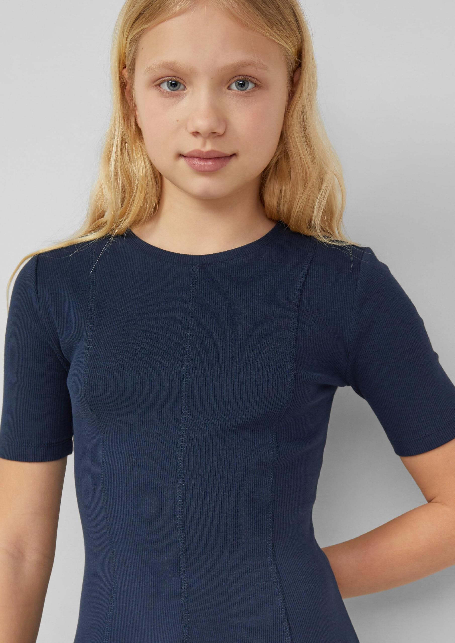 s.Oliver RED LABEL Rippkleid kurzarm Navy