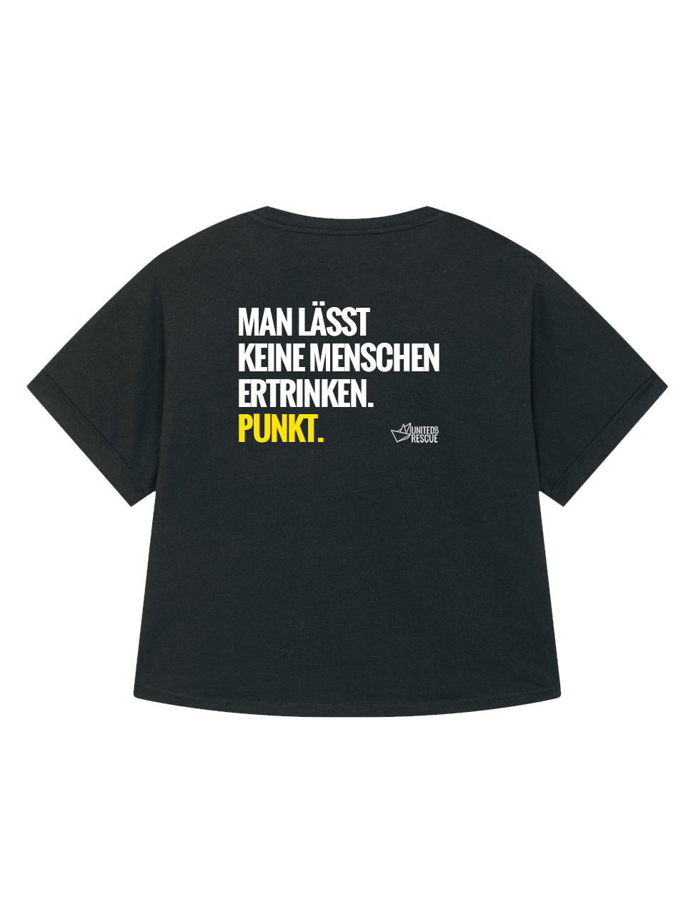 dna merch United4Rescue MAN LÄSST KEINE MENSCHEN T-Shirt Damen schwarz