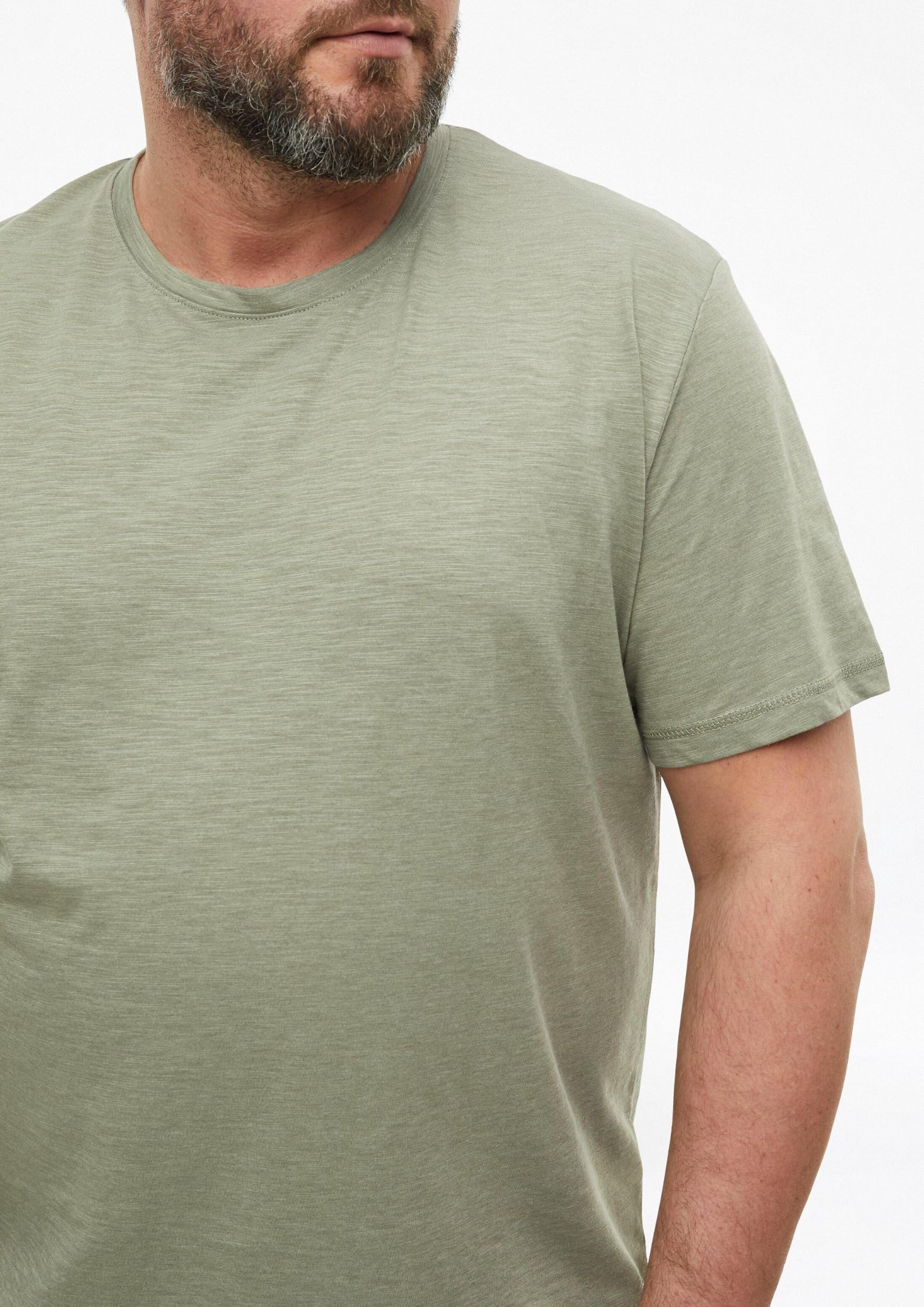 s.Oliver T-Shirt meliert Baumwollmix Olivgrün