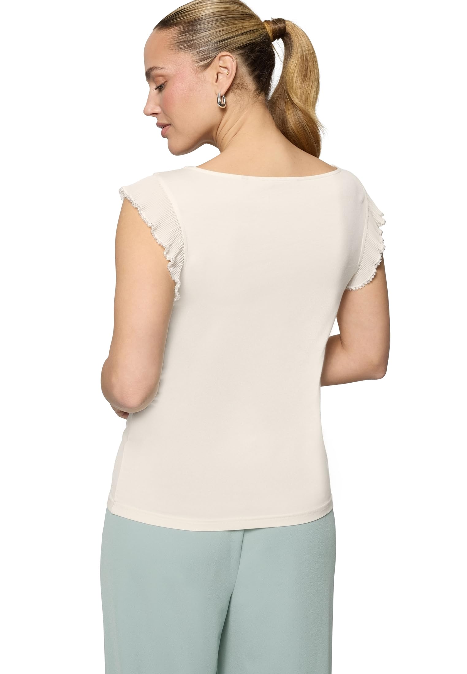 zero T-Shirt Rüschen mit Perlen Shirt 38 Eggnog