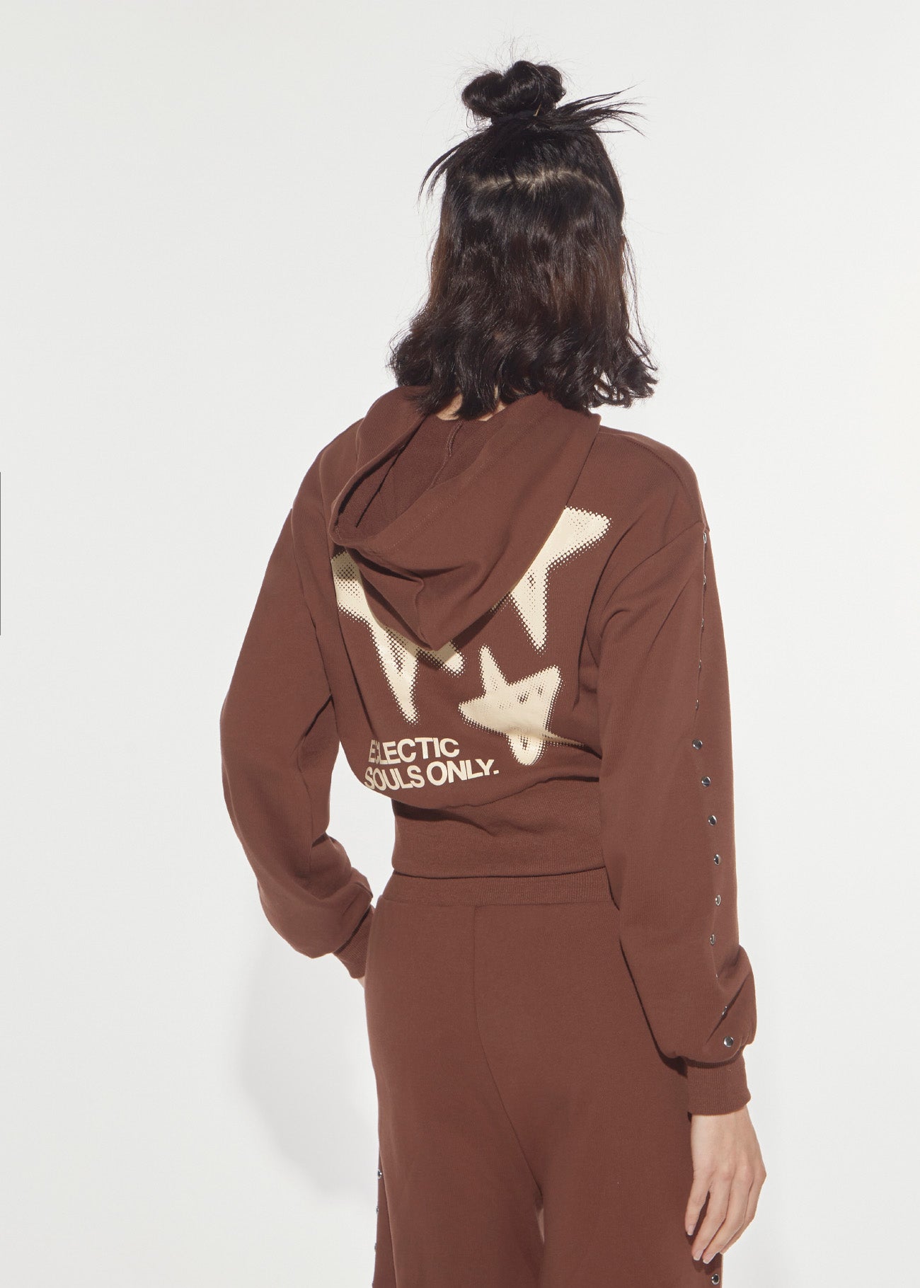 Denny Rose Hoodie Eclectic Braun Nieten Zip